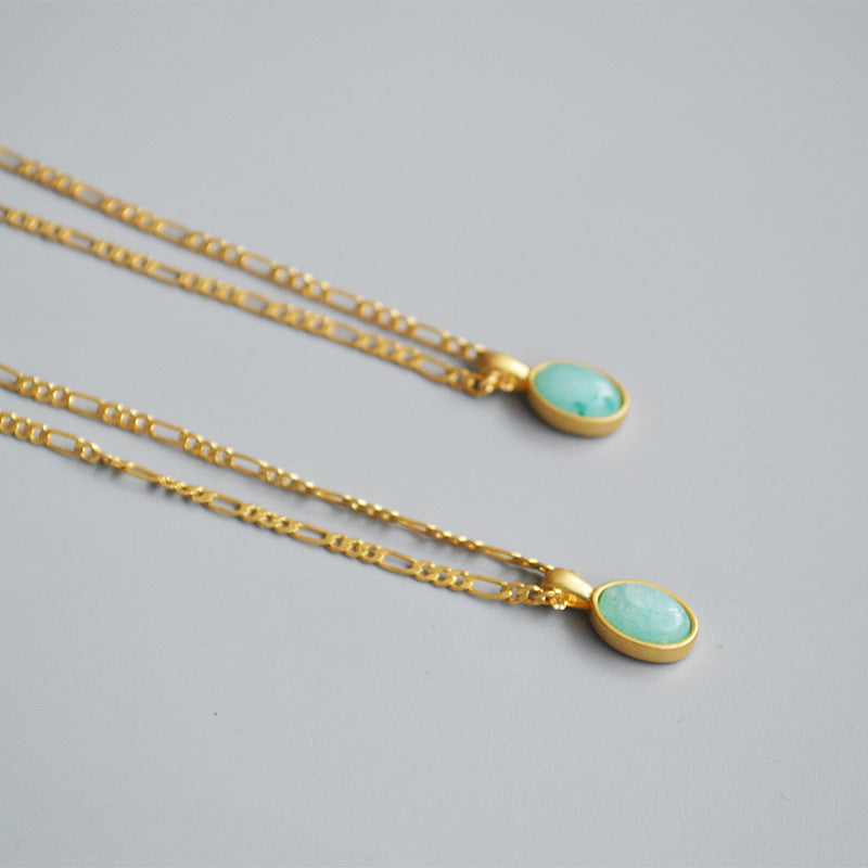 Celeste Blue Stone Pendant Necklace — Necklaces