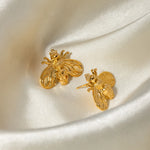 Flora Minimalist Bee Studs — Earrings