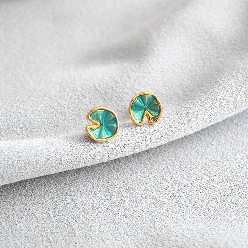 Lotus Enamel Glaze Studs — Earrings