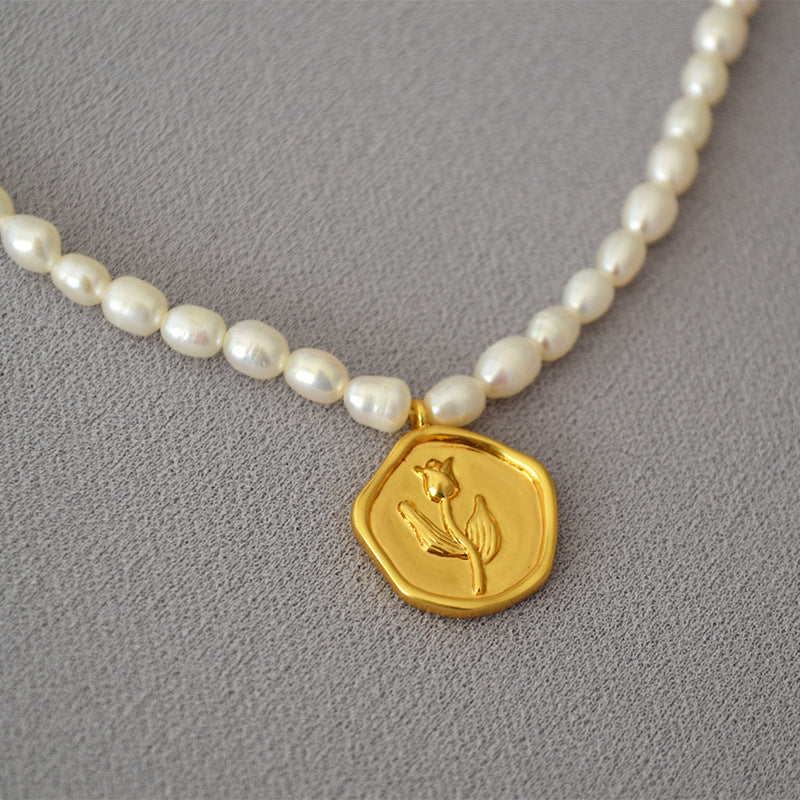 Rosalie Pearl Tulip Pendant Necklace — Necklaces