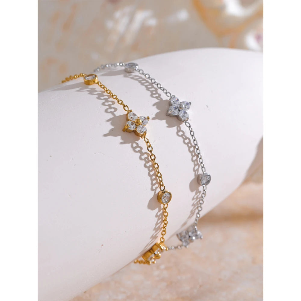 Flora Cubic Zirconia Bangle in Camel — Bracelets