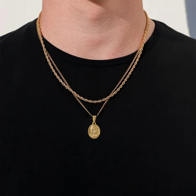 Caesar Gold Portrait Necklace — Necklaces