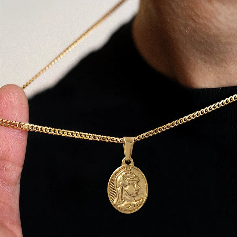 Caesar Gold Portrait Necklace — Necklaces