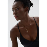 Seraphina Cubic Zirconia Cross Necklace in Camel — Necklaces