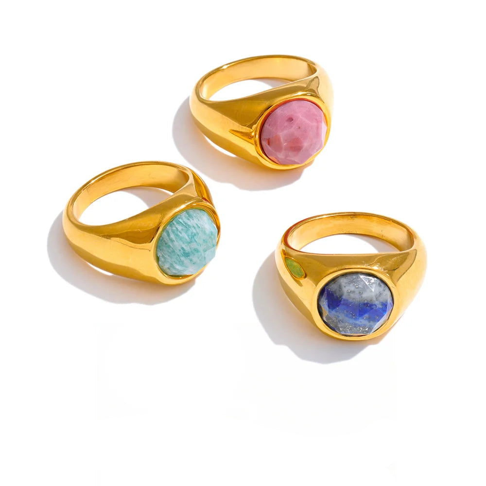 Amazonite Gold Stone Ring in 1 — Rings