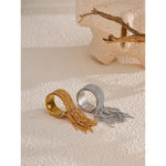 Cassia Chain Tassel Ring in Camel — Rings