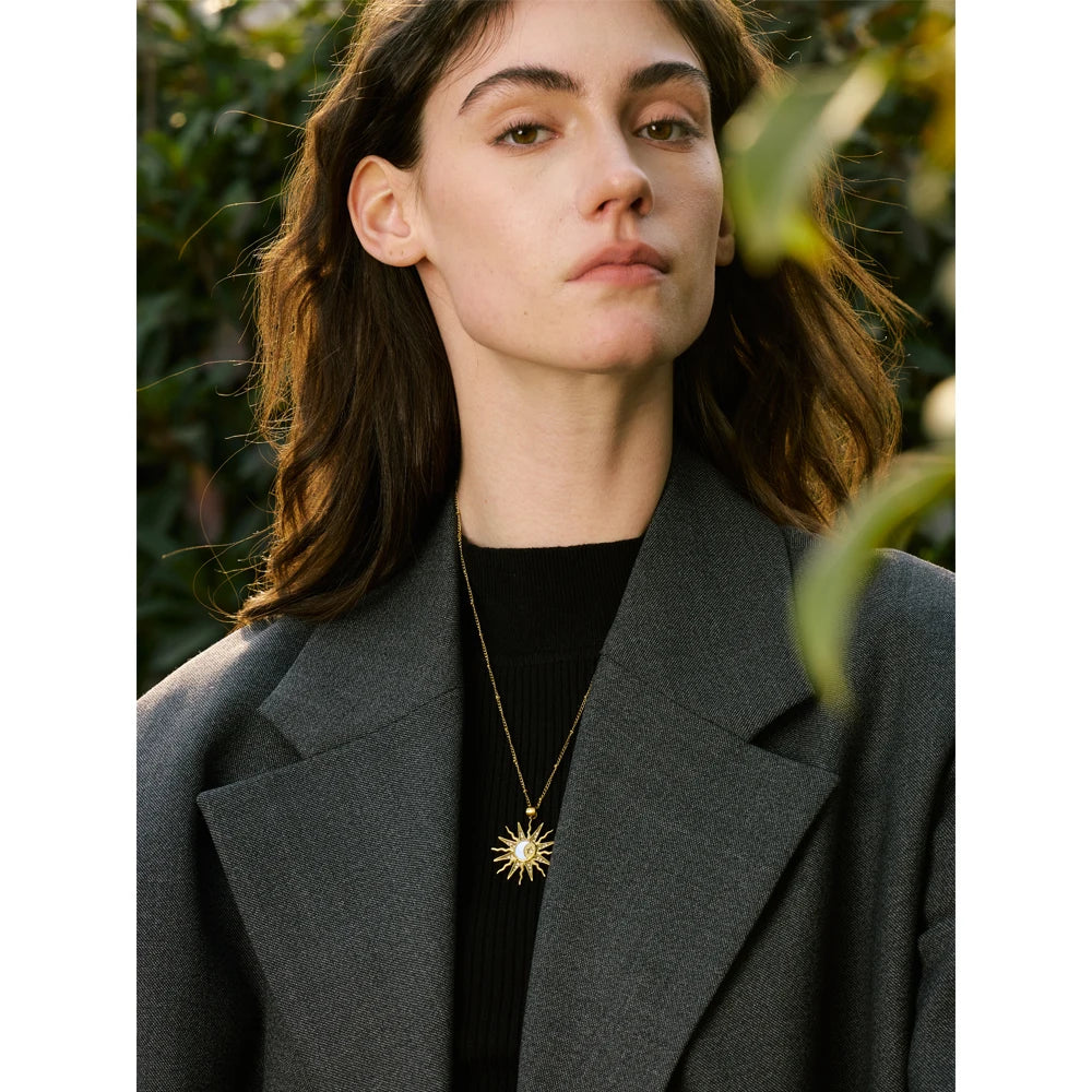 Celeste Sun Moon Pendant Necklace in Camel — Necklaces
