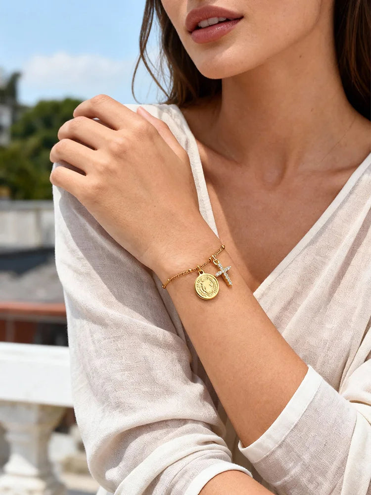 Lourdes Zircon Cross Bracelet — Bracelets