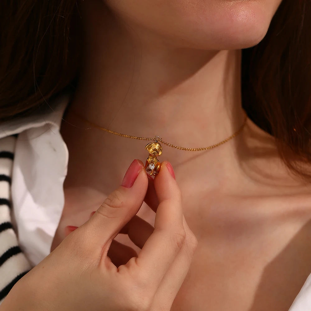 Cleo Puppy Heart Pendant Necklace — Necklaces