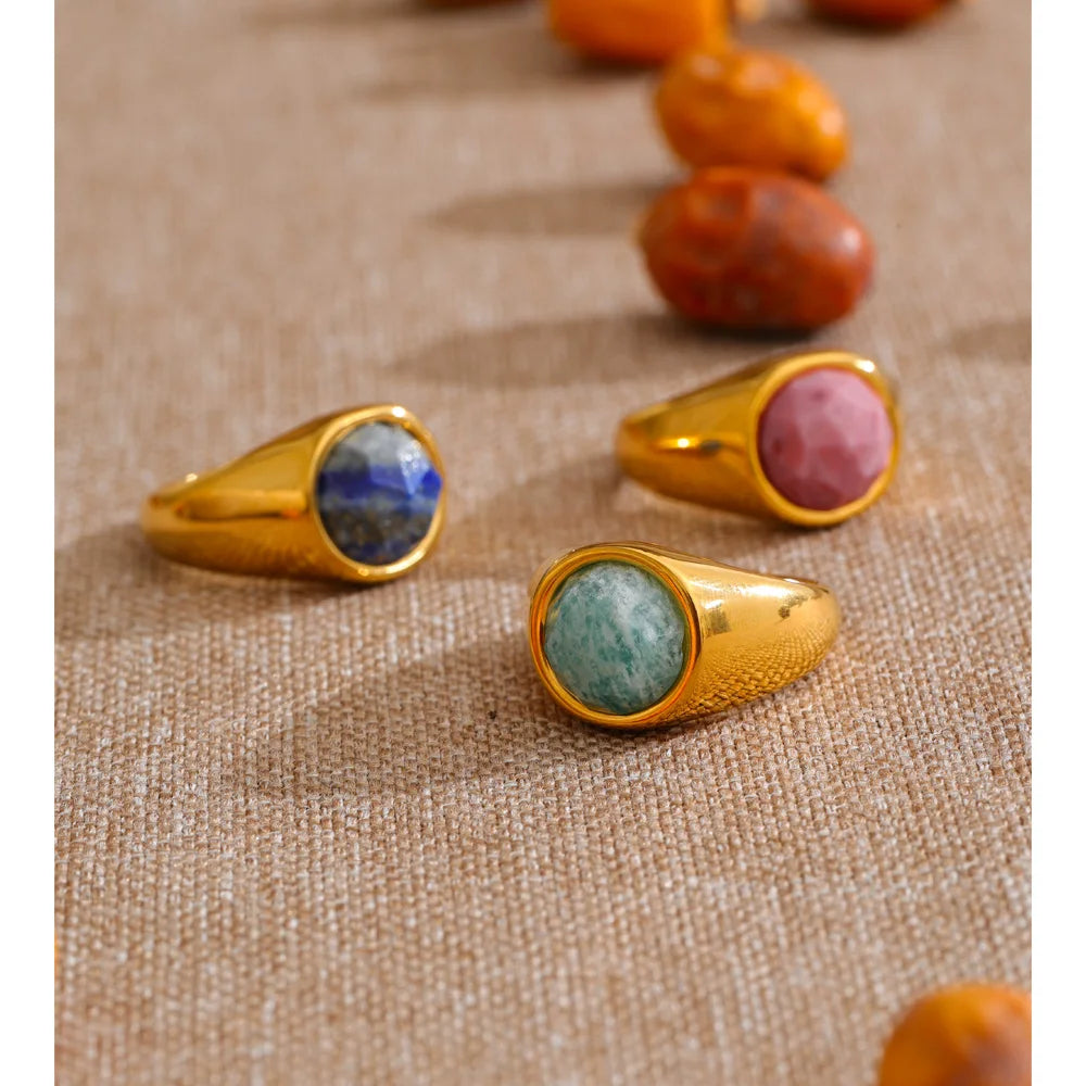 Amazonite Gold Stone Ring — Rings