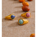 Amazonite Gold Stone Ring — Rings