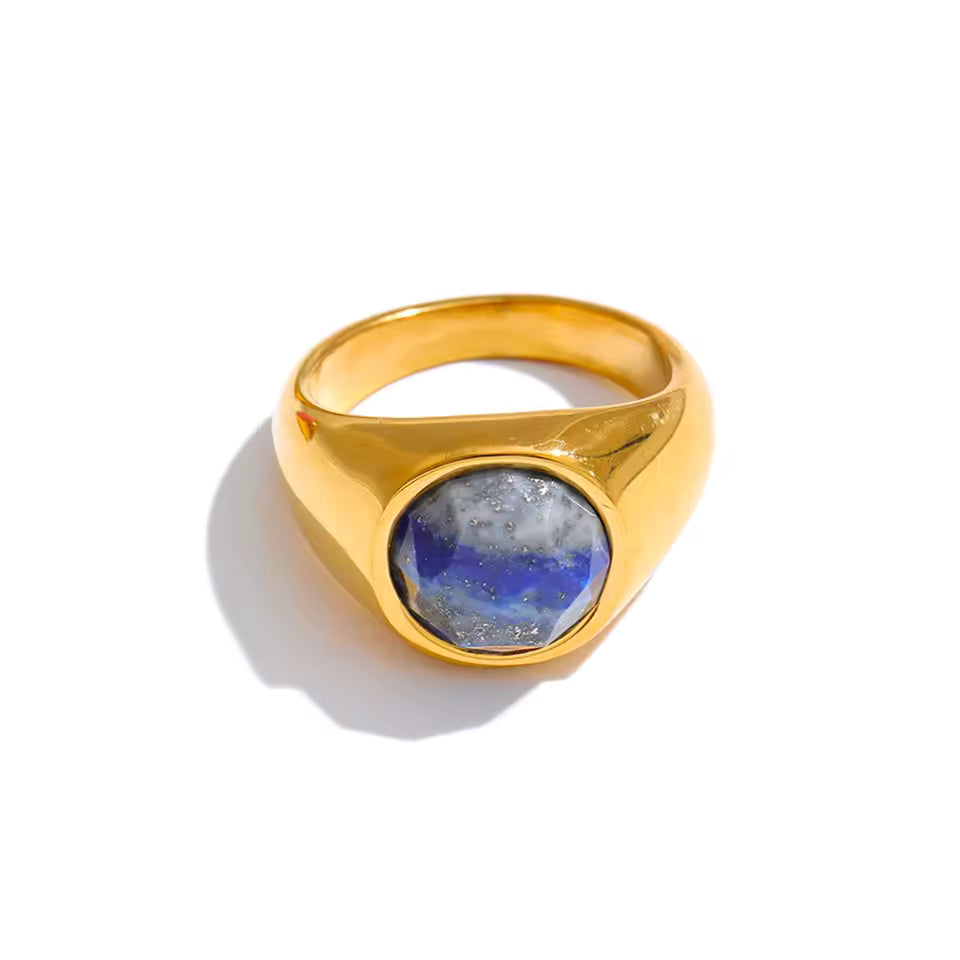 Amazonite Gold Stone Ring