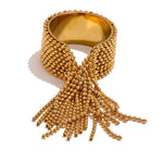 Cassia Chain Tassel Ring in Camel — Rings