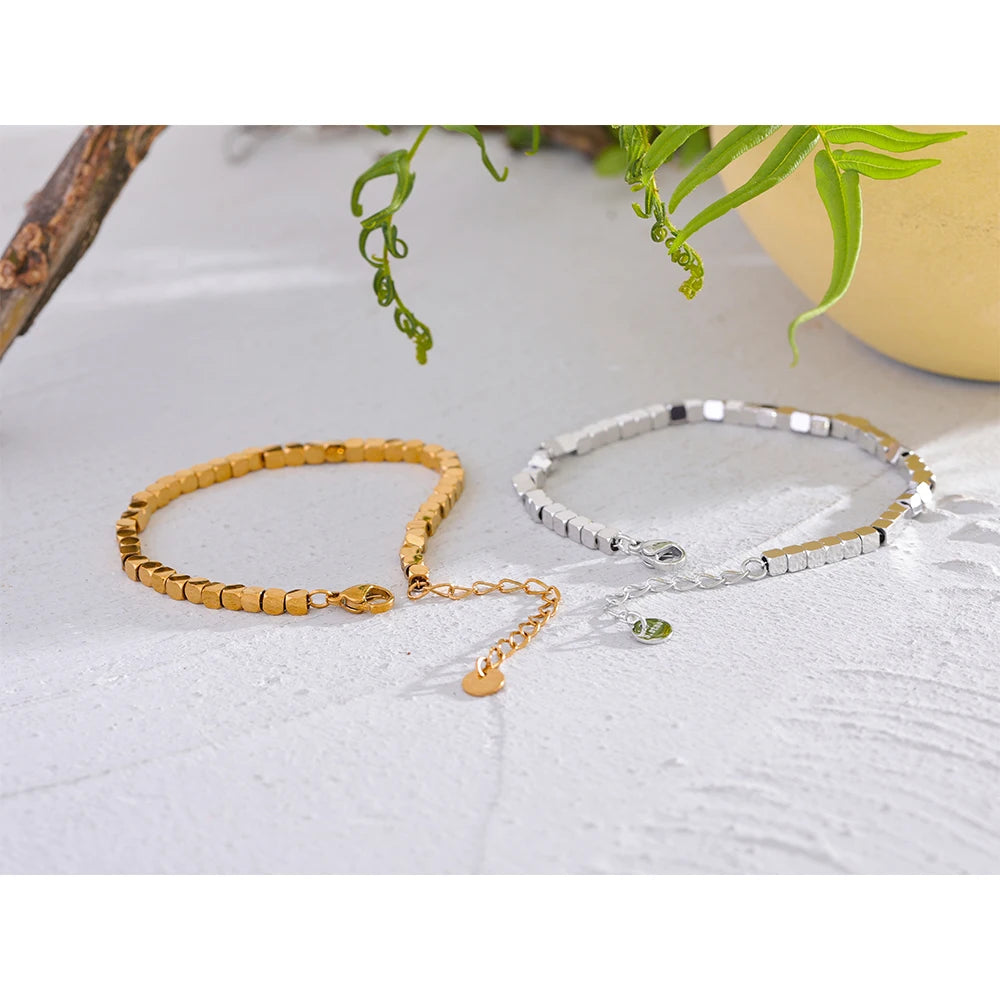 Orion Square Bead Bracelet in Camel — Bracelets