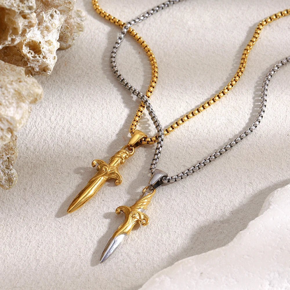 Blade Gold-Tone Sword Necklace — Necklaces