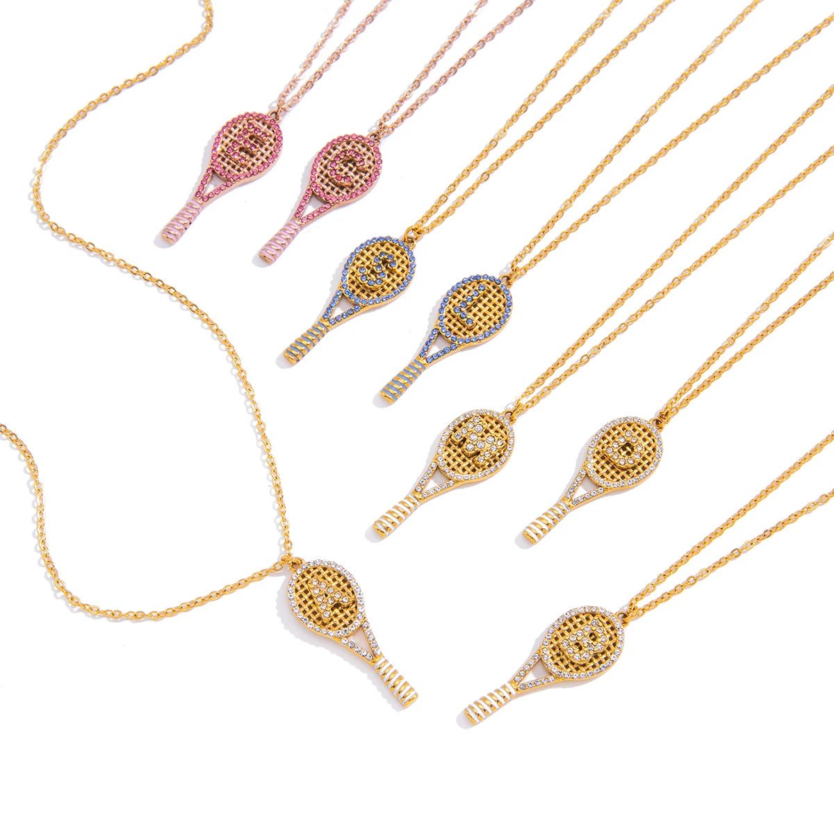 Romy Tennis Initials Pendant Necklace