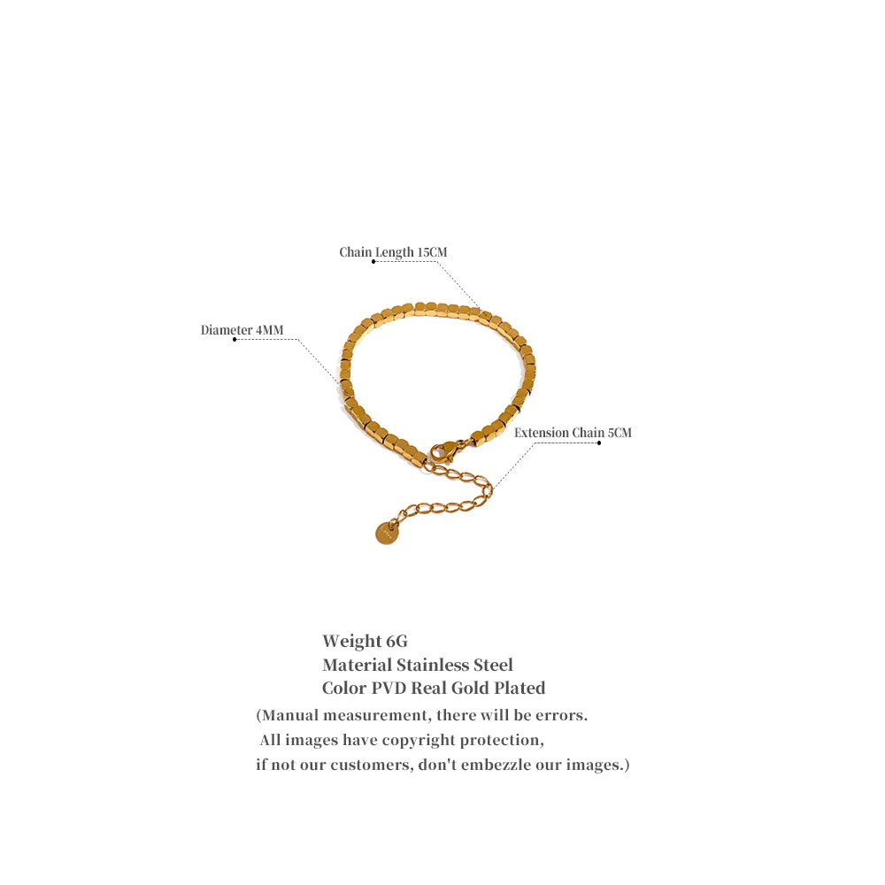 Orion Square Bead Bracelet in Camel — Bracelets