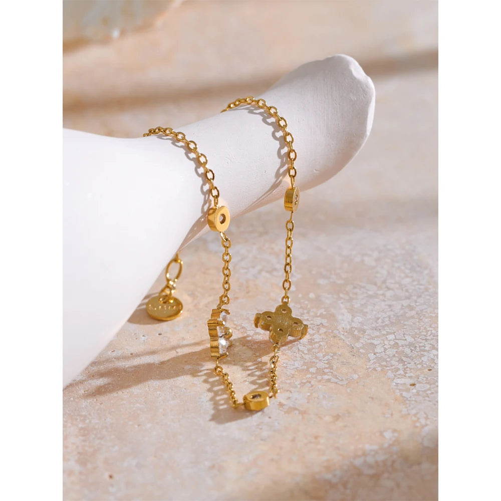 Flora Cubic Zirconia Bangle in Camel — Bracelets