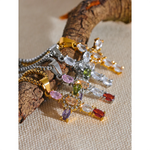 Seraphina Cubic Zirconia Cross Necklace in Camel — Necklaces