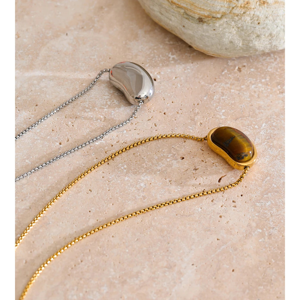 Serra Tiger Stone Pendant Necklace in Camel — Necklaces