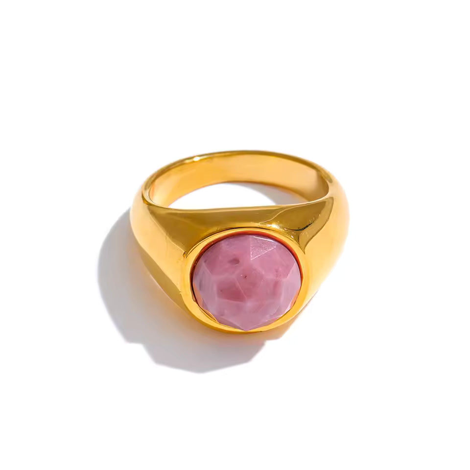 Amazonite Gold Stone Ring