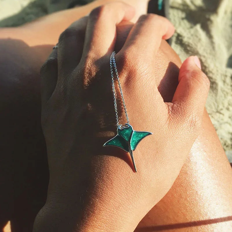 Pacifica Manta Ray Pendant Necklace — Necklaces