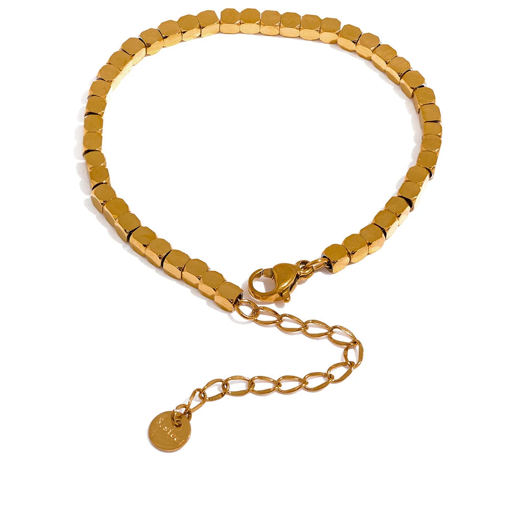 Orion Square Bead Bracelet in Camel — Bracelets