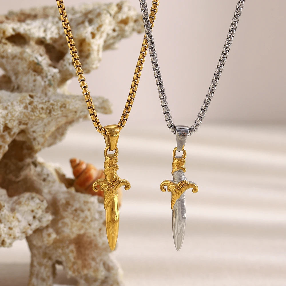 Blade Gold-Tone Sword Necklace — Necklaces