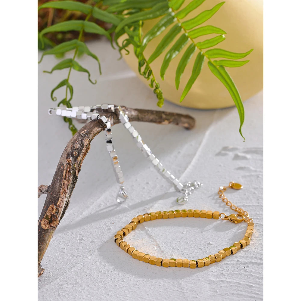 Orion Square Bead Bracelet in Camel — Bracelets