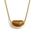 Serra Tiger Stone Pendant Necklace in Camel — Necklaces