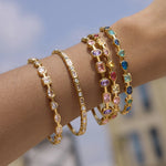 Zora Geometric Zircon Bangle — Bracelets