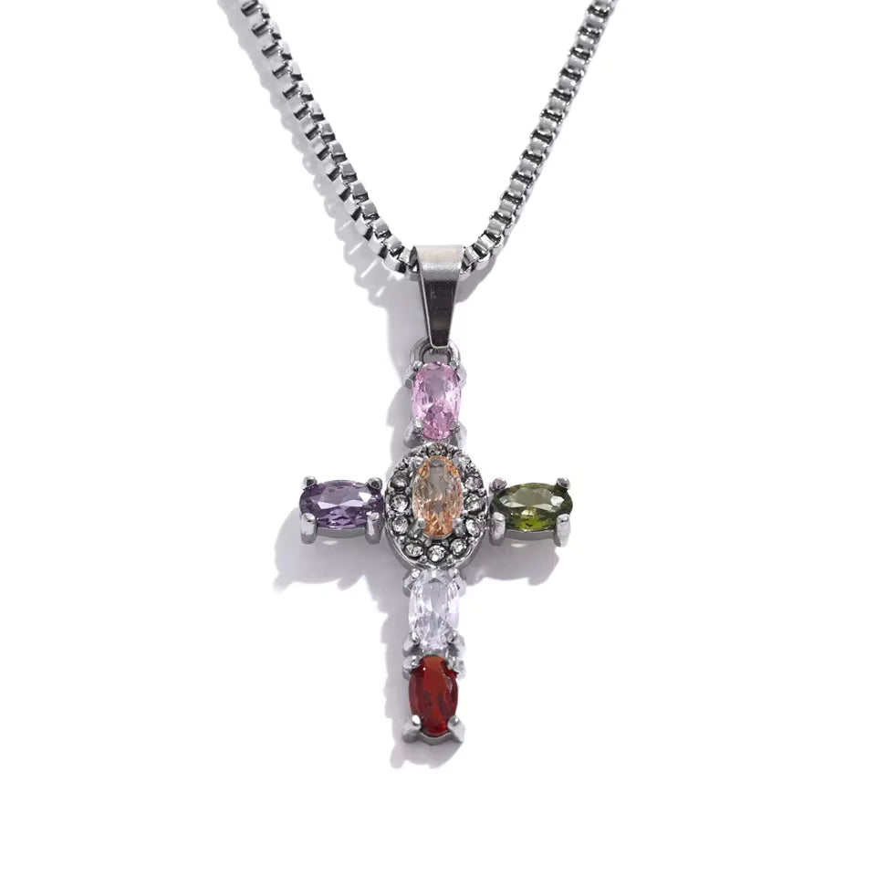 Seraphina Cubic Zirconia Cross Necklace