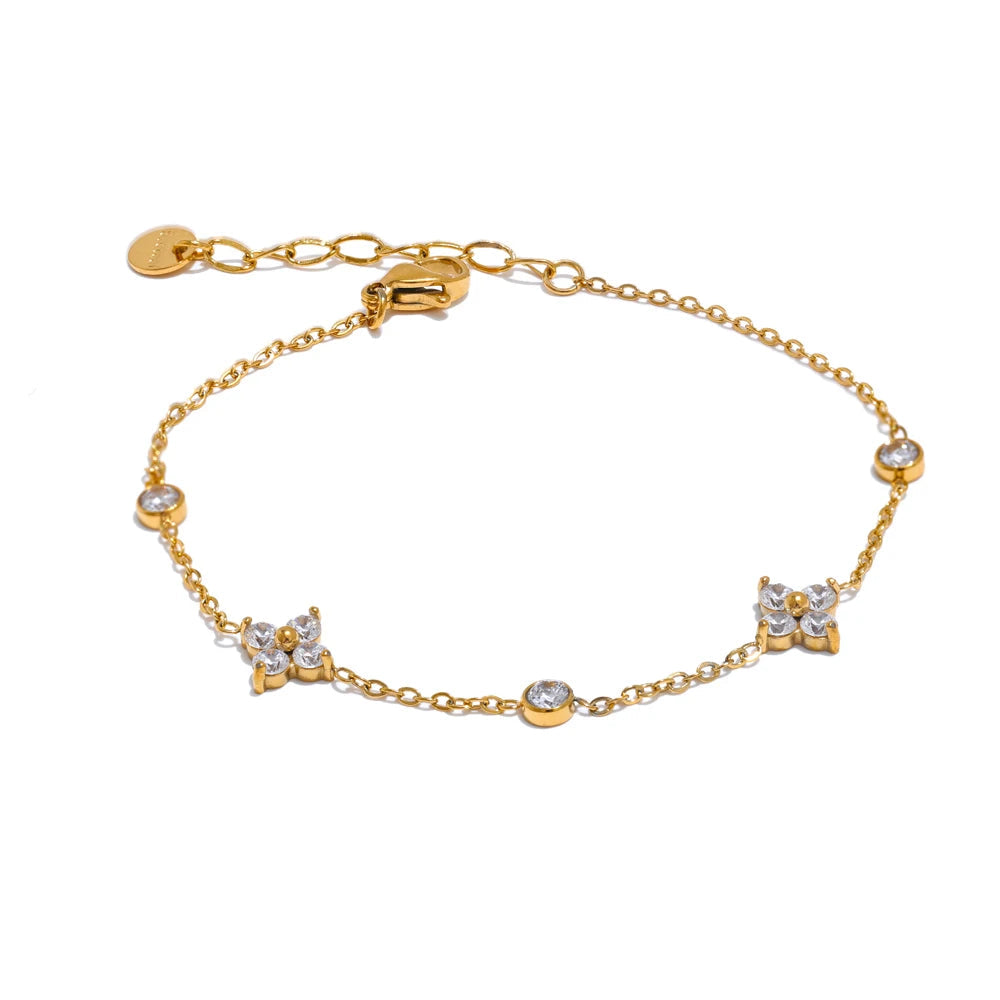 Flora Cubic Zirconia Bangle in Camel — Bracelets