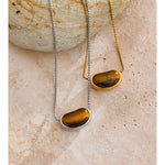 Serra Tiger Stone Pendant Necklace in Camel — Necklaces