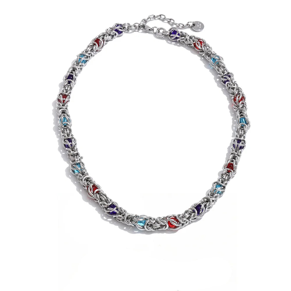 Aegean Glass Stone Chain Necklace in Camel — Necklaces