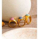 Amazonite Gold Stone Ring — Rings