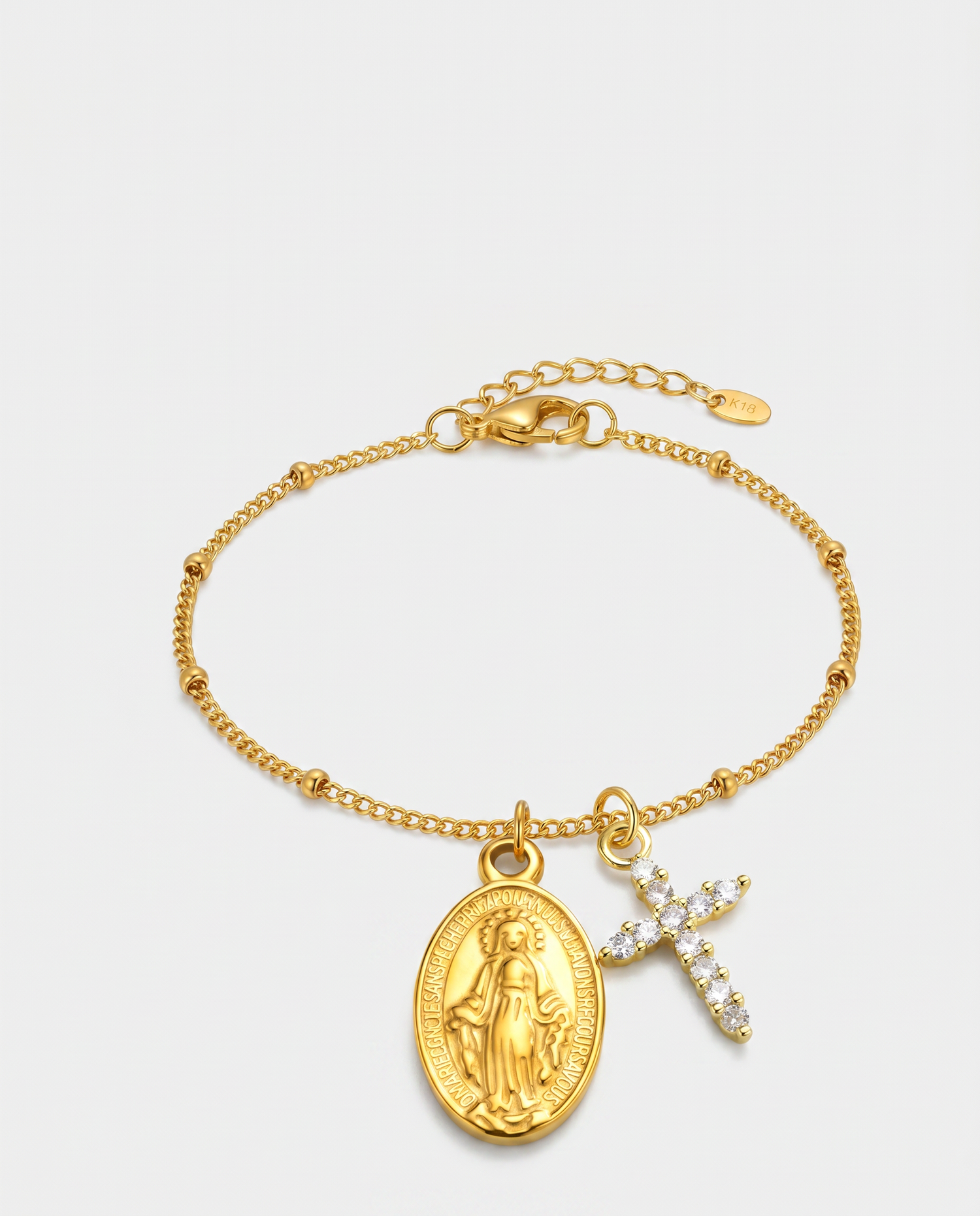 Rosery & Cross Bracelet