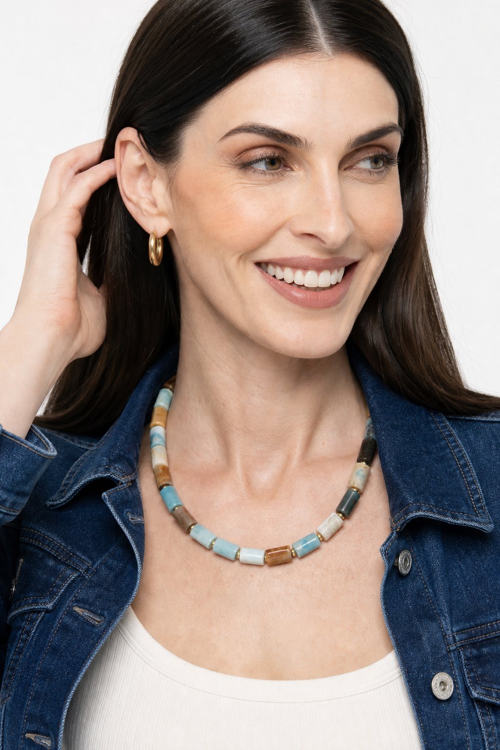 Lyra Handcrafted Choker — Blue Mix, studio product shot